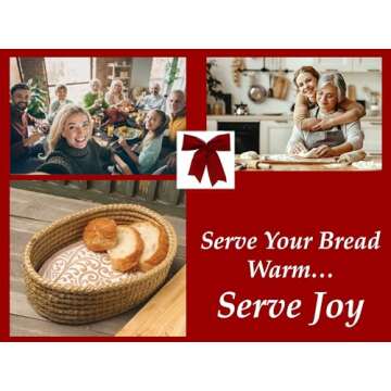 Bread Warmer Basket with Stone - Bread Baskets for Serving Rolls Warming Tortilla, Gift for Bakers Sourdough, Hostess Gifts New Home, Mom Dad Birthday