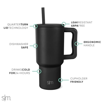 30 oz Insulated Tumbler with Handle & Straw | Midnight Black