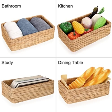 Hipiwe Handwoven Rattan Fruit Basket Serving Tray 10.2"