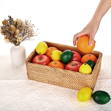 Hipiwe Handwoven Rattan Fruit Basket Serving Tray 10.2"