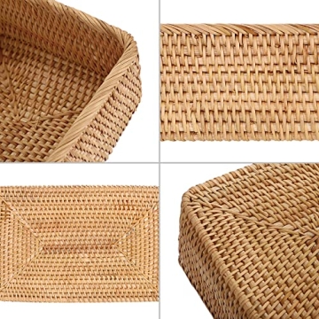 Hipiwe Handwoven Rattan Fruit Basket Serving Tray 10.2"