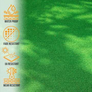 Ottomanson Artificial Grass Turf 5'3" x 8'2" - Indoor Outdoor Rug