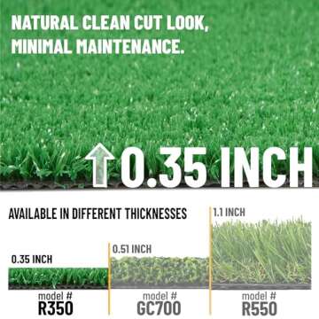 Ottomanson Artificial Grass Turf 5'3" x 8'2" - Indoor Outdoor Rug