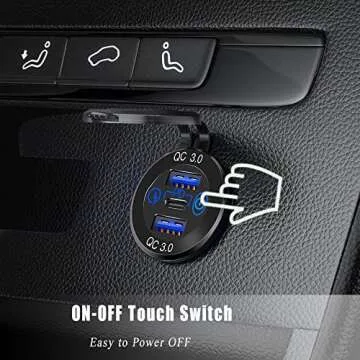 Fast Charging PD Type C Car Charger with Touch Switch