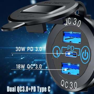 Fast Charging PD Type C Car Charger with Touch Switch