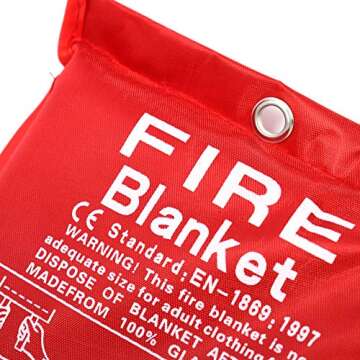 Parcil Distribution PD-452 Emergency Fire Blanket Car Emergency Kit Fire Extinguisher for Home & Kitchen, Woven Fiberglass Household Essentials, Chemical Free, No Mess, Heat Resistant Blanket, Large