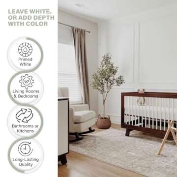 Accent Wall Molding Kit for Interior Wall Moulding Decor | Wainscoting Paneling Kit | Pre Made Wainscotting Kit | (NOT Peel & Stick) Use Instructions to Choose Quantity Needed (1 TOP 1 Bottom)