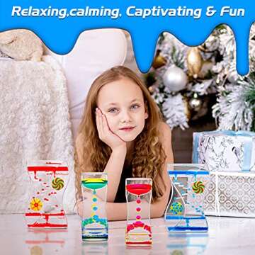 XINBAOHONG Liquid Motion Bubbler Sensory Toy for Kids and Adults 4-Pack，Calming Stress Relief Fidget Toys for ADHD Autism, Office Desk Decor