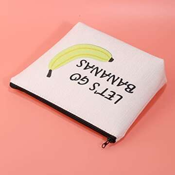 JXGZSO Banana Lover Gift Funny Banana Gift Tropical Fruit Lover Gift Let's Go Bananas Cosmetic Storage Bag With Zipper Fruit Themed Party Favor Bag
