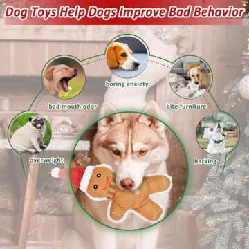 LECHONG Christmas Dog Toy, 4pcs Dog Squeaky Toy, Stuffed Dog Toys for Teething & Chewing, Tough Dog Toys Xmas Gift Toy Bundle Santa Dog Toys for Large Dogs, Small Puppy Dog Toys