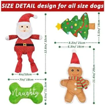LECHONG Christmas Dog Toys - Fun 4-Piece Squeaky Set