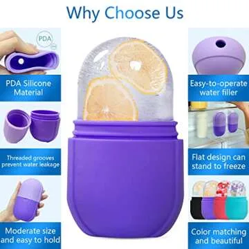 PASNOWFU Ice Cube Face Roller, Eyes and Neck, Brighten Skin & Enhance Your Natural Glow, Reusable Facial Treatment, Ice Cube Roller to Tighten Skin & De-Puff Eye Area, Cryotherapy for Face Ice(Purple)