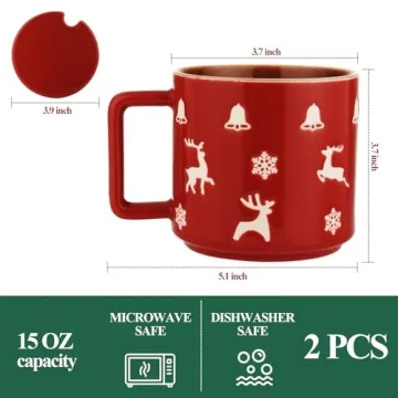 Festive Qdetak Christmas Mugs Set - Holiday Coffee Cups