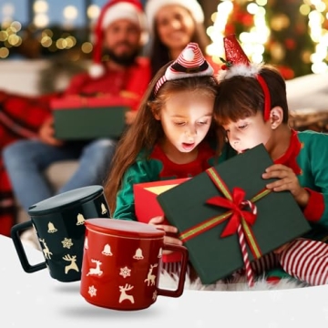 Festive Qdetak Christmas Mugs Set - Holiday Coffee Cups