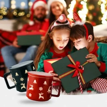Festive Qdetak Christmas Mugs Set - Holiday Coffee Cups