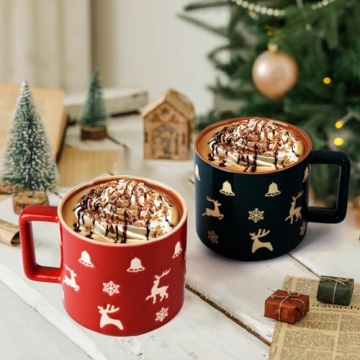 Festive Qdetak Christmas Mugs Set - Holiday Coffee Cups
