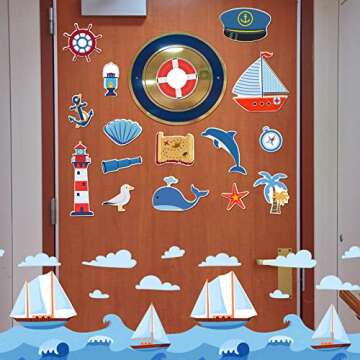 16 Pcs Sea Navigation Car Magnets Cruise Door Magnet Stickers Anchor Shell Cruise Ship Decorations P...