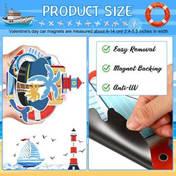 16 Pcs Sea Navigation Car Magnets Cruise Door Magnet Stickers Anchor Shell Cruise Ship Decorations Palm Tree Treasure Map Magnetic Fridge Decor for Carnival Cruise Cabin Door