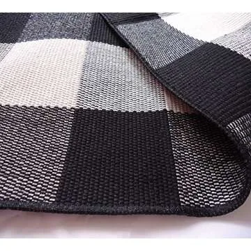 UKELER Buffalo Plaid Rugs- Machine Washable Black and White Checkered Plaid Rug Hand-Woven Buffalo Checkered Kitchen Runner Rugs 51.2''x23.6''