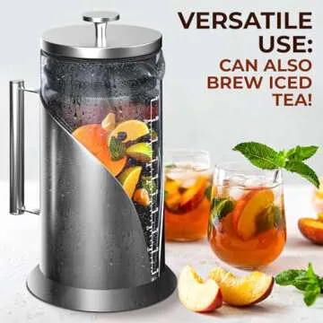 Cafe Du Chateau Cold Brew Coffee Maker - 34oz Airtight Iced Coffee & Tea Pitcher with Measuring Label, Stainless Steel Filter, Ideal for Fridge Storage