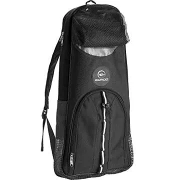 Phantom Aquatics Rapido Snorkeling Backpack with Shoulder Strap - Fits Snorkel Mask Fin Snore Set and More - Ideal Snorkel Travel Bag, Snorkeling Gear Equipment and Water Sports (Black, One Size)