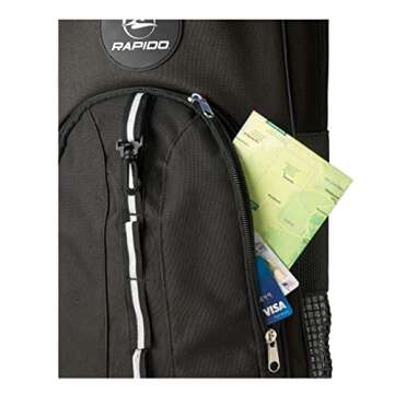 Phantom Aquatics Rapido Snorkeling Backpack with Shoulder Strap - Fits Snorkel Mask Fin Snore Set and More - Ideal Snorkel Travel Bag, Snorkeling Gear Equipment and Water Sports (Black, One Size)
