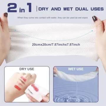 Disposable Face Towel, 100 Count Face Clean Towels, for Washing Soft Cotton Dry Wipes Facial Cloths Towelettes for Washing and Drying, Facial Tissue for Cleansing, Skincare and Makeup Remover