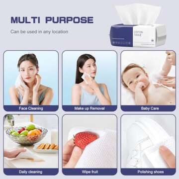 Disposable Face Towel, 100 Count Face Clean Towels, for Washing Soft Cotton Dry Wipes Facial Cloths Towelettes for Washing and Drying, Facial Tissue for Cleansing, Skincare and Makeup Remover