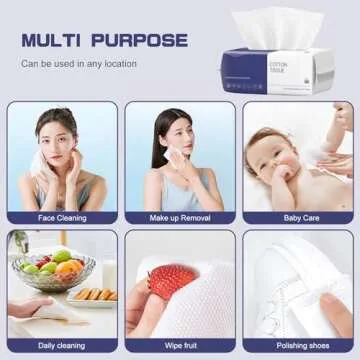 Disposable Face Towel, 100 Count Face Clean Towels, for Washing Soft Cotton Dry Wipes Facial Cloths Towelettes for Washing and Drying, Facial Tissue for Cleansing, Skincare and Makeup Remover