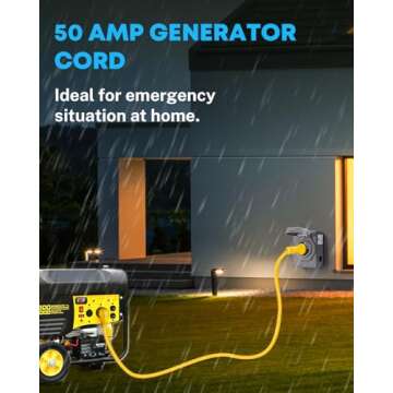 Kohree 50 Amp RV Extension Cord 25FT Heavy Duty Generator Cord, 50 Amp RV Power Cord with Grip Handle, NEMA 14-50P to SS2-50R Twist Lock, 30M/50F Adapter Included, ETL Listed