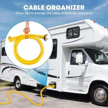 Kohree 50 Amp RV Extension Cord 25FT Heavy Duty Generator Cord, 50 Amp RV Power Cord with Grip Handle, NEMA 14-50P to SS2-50R Twist Lock, 30M/50F Adapter Included, ETL Listed