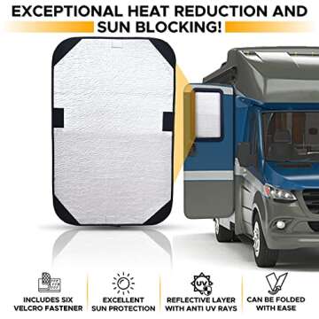 EcoNour RV Door Window Shade | Trailer RV Skylight Covering for Total UV Protection | Foldable Windo...