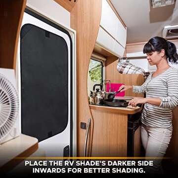 EcoNour RV Door Window Shade | Trailer RV Skylight Covering for Total UV Protection | Foldable Window Sunshade | RV Blinds for Camper Windows | RV Camping Accessories for Travel Trailer | 16" x 25"