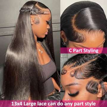 Hermosa 13x4 HD Transparent Lace Front Wigs Human Hair Pre Plucked with Baby Hair 220% Density Straight Lace Front Wigs Human Hair for Black Women Natural Hairline 24 inch