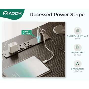 AODK 48 Inch Gaming Desk with USB Ports & Fabric Drawers