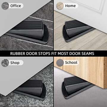 Door Stoppers, 4 Pack Premium Rubber Stoppers Wedge, Stops for Carpet Heavy Duty Door, Bottom of on ...