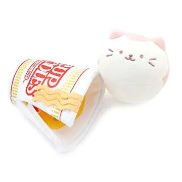 Anirollz Stuffed Animal Plush Toy - Official Nissin Cup Noodle Roll Blanket Outfitz Doll |Soft, Squishy, Warm, Cute, Comfort, Safe| Pillow with Kitty - Birthday Decorations Gift 6" Kittiroll