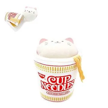 Anirollz Stuffed Animal Plush Toy - Official Nissin Cup Noodle Roll Blanket Outfitz Doll |Soft, Squishy, Warm, Cute, Comfort, Safe| Pillow with Kitty - Birthday Decorations Gift 6" Kittiroll