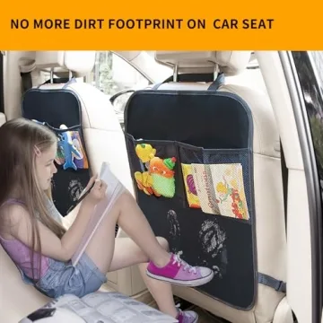 Durable Kick Mats with Organizer for Car Seat Protection
