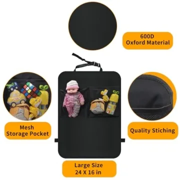 Durable Kick Mats with Organizer for Car Seat Protection