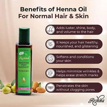 Reshma Beauty Henna Oil for Normal Hair and Skin Hydrating Scalp and Hair Oil Ayurvedic Ingredients for Healthy Hair and Skin For Curly Hair, Straight Hair, and Wavy Hair Anti Frizz Oil (Pack Of 12)