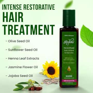 Reshma Beauty Henna Oil for Normal Hair and Skin Hydrating Scalp and Hair Oil Ayurvedic Ingredients for Healthy Hair and Skin For Curly Hair, Straight Hair, and Wavy Hair Anti Frizz Oil (Pack Of 12)