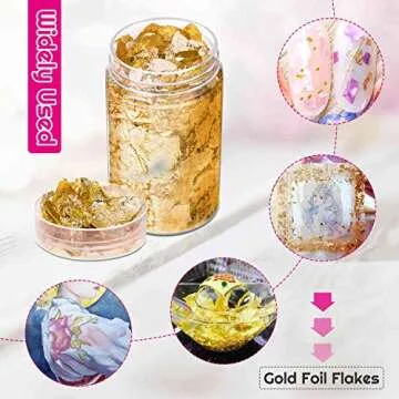 Paxcoo 15 Grams Gold Flakes for Resin and Nail Art