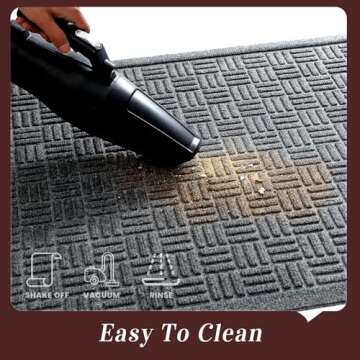 Mibao Front Door Mat Indoor Outdoor Entrance, Dirt Trapping Waterproof All-Season, All-Weather Doormat, Non-Slip Durable Natural Rubber Low Profile Easy Clean Patio Entrance Mat, 29.5" x 17", Grey