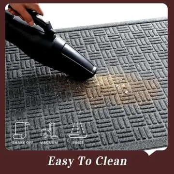 Mibao Front Door Mat Indoor Outdoor Entrance, Dirt Trapping Waterproof All-Season, All-Weather Doormat, Non-Slip Durable Natural Rubber Low Profile Easy Clean Patio Entrance Mat, 29.5" x 17", Grey