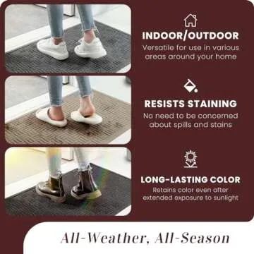 Mibao Front Door Mat Indoor Outdoor Entrance, Dirt Trapping Waterproof All-Season, All-Weather Doormat, Non-Slip Durable Natural Rubber Low Profile Easy Clean Patio Entrance Mat, 29.5" x 17", Grey