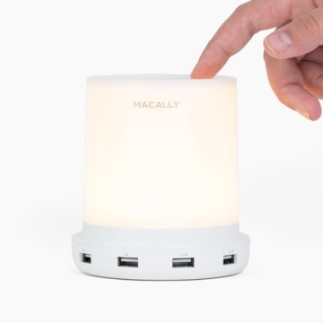 Macally Small Touch Lamps for Nightstand - Bedside Lamp with USB Port - 3 Way Dimmable Short Table L...