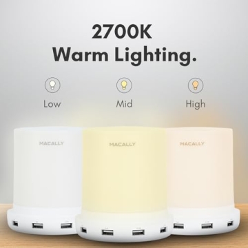 Macally Small Touch Lamps for Nightstand - Bedside Lamp with USB Port - 3 Way Dimmable Short Table Lamp for Small Spaces - Use as Night Light and Charger in Bedroom