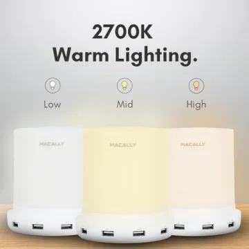 Macally Small Touch Lamps for Nightstand - Bedside Lamp with USB Port - 3 Way Dimmable Short Table Lamp for Small Spaces - Use as Night Light and Charger in Bedroom