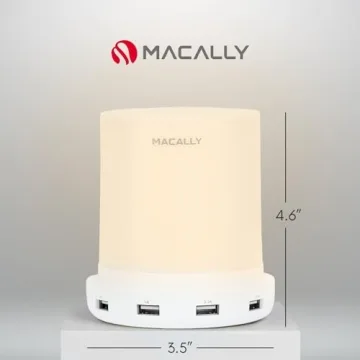 Macally Small Touch Lamps for Nightstand - Bedside Lamp with USB Port - 3 Way Dimmable Short Table Lamp for Small Spaces - Use as Night Light and Charger in Bedroom
